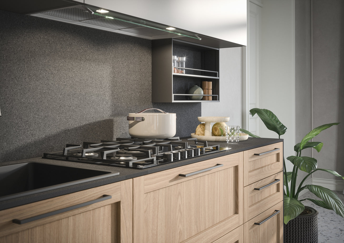 CLIO 01 - Cucina ad angolo con anta a telaio