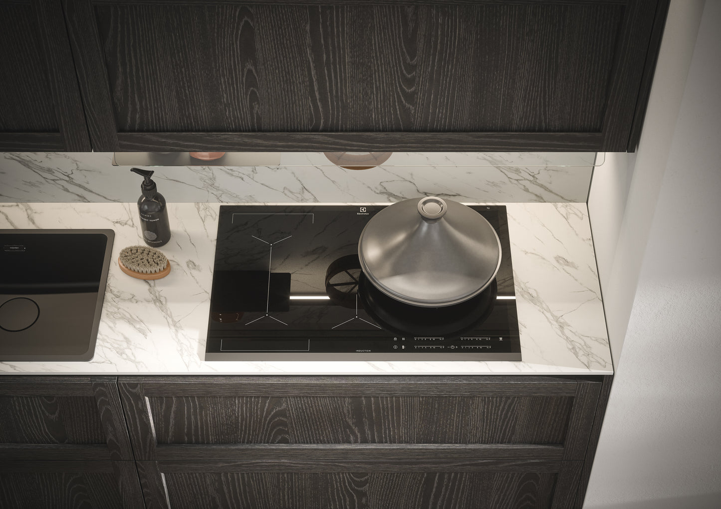 CLIO 04 - Cucina lineare contemporanea con finiture rovere