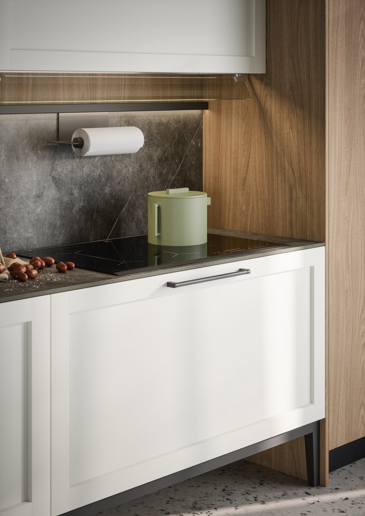 CLIO 05 - Cucina lineare con ante a telaio bianche
