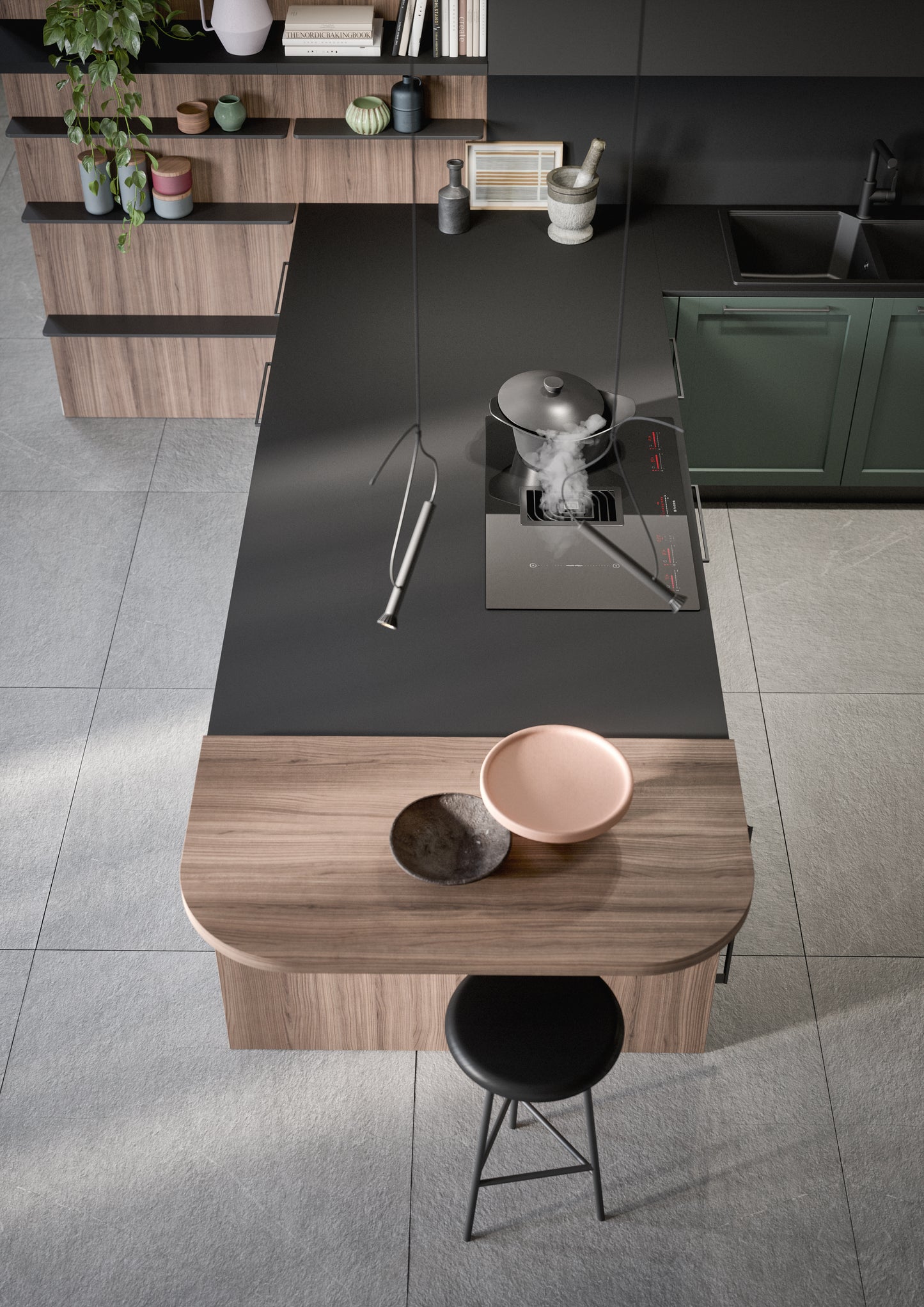 CLIO 06 - Cucina con penisola e ante a telaio