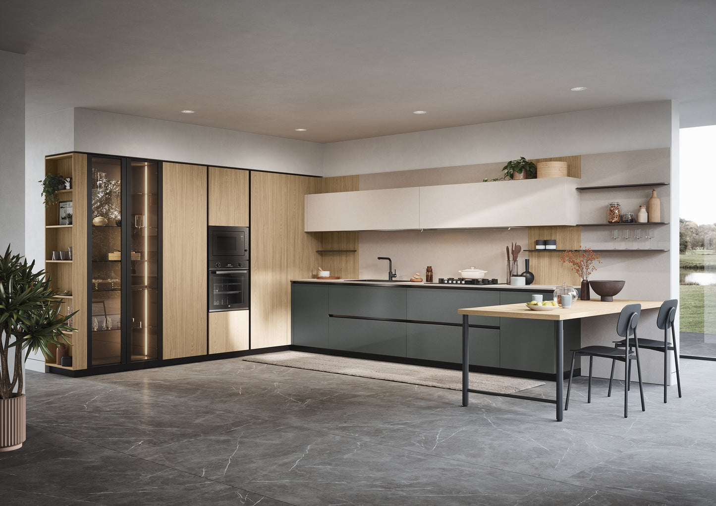 DOMINO 01 - Cucina ad angolo moderna con penisola