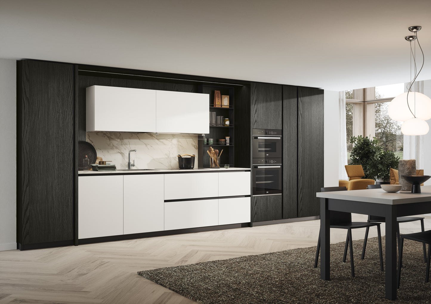 DOMINO 04 - Cucina lineare moderna in laminato