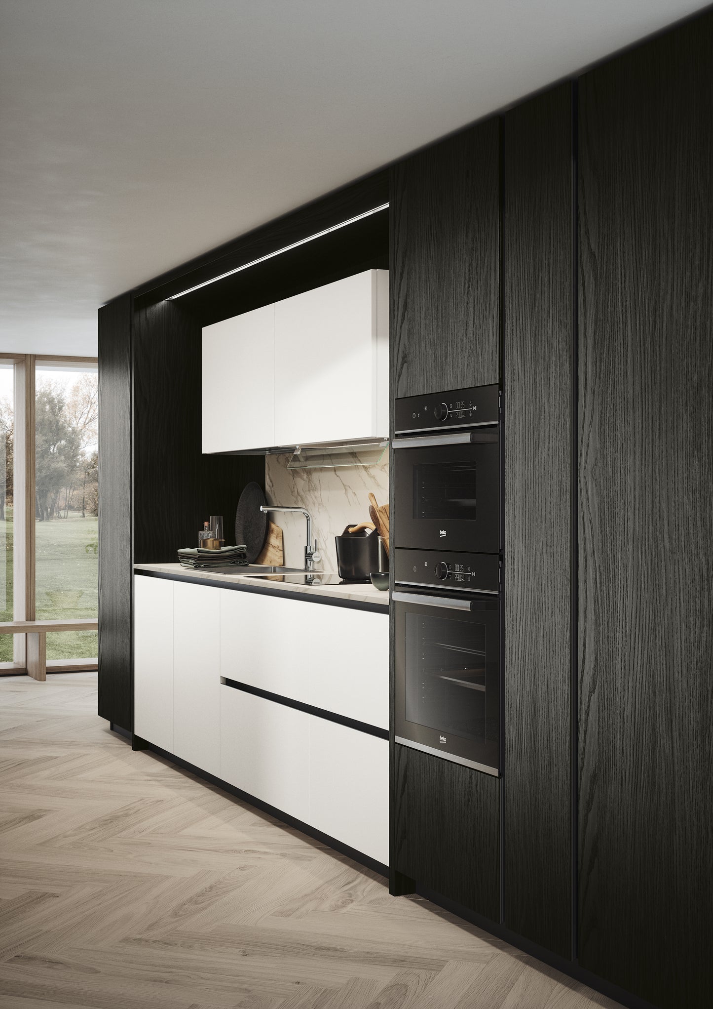 DOMINO 04 - Cucina lineare moderna in laminato