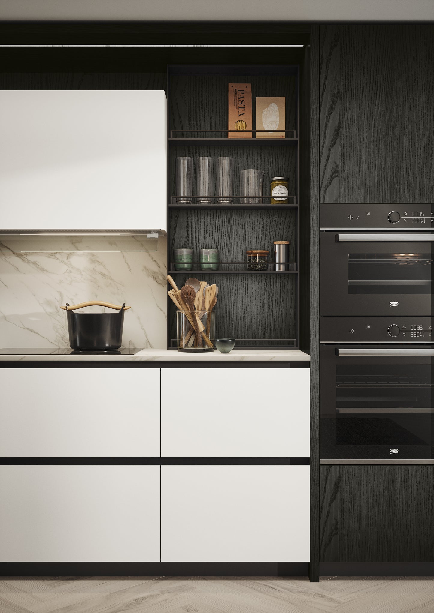 DOMINO 04 - Cucina lineare moderna in laminato