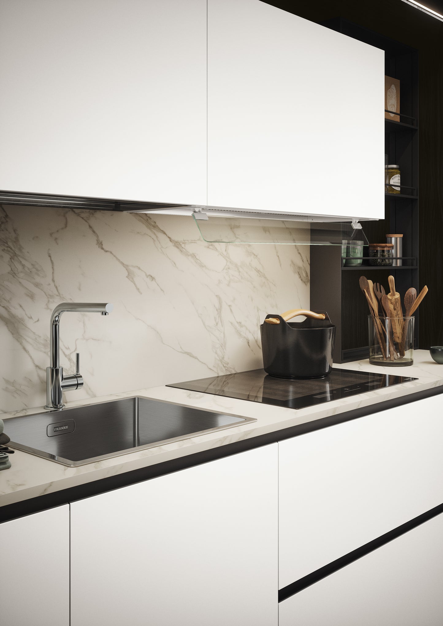 DOMINO 04 - Cucina lineare moderna in laminato