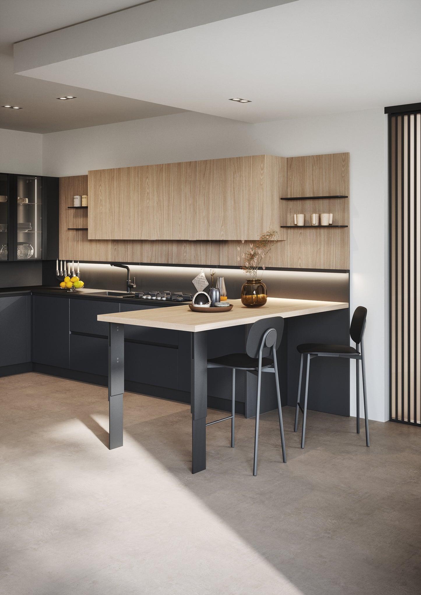 DOMINO 08 - Cucina moderna ad angolo con piano snack