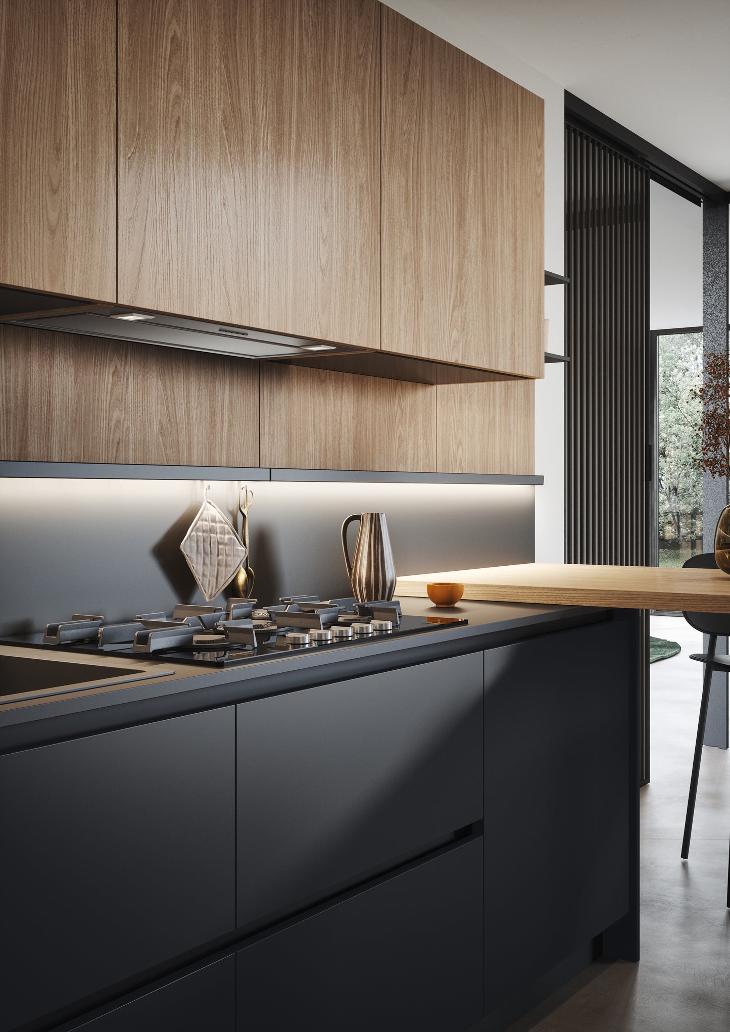 DOMINO 08 - Cucina moderna ad angolo con piano snack