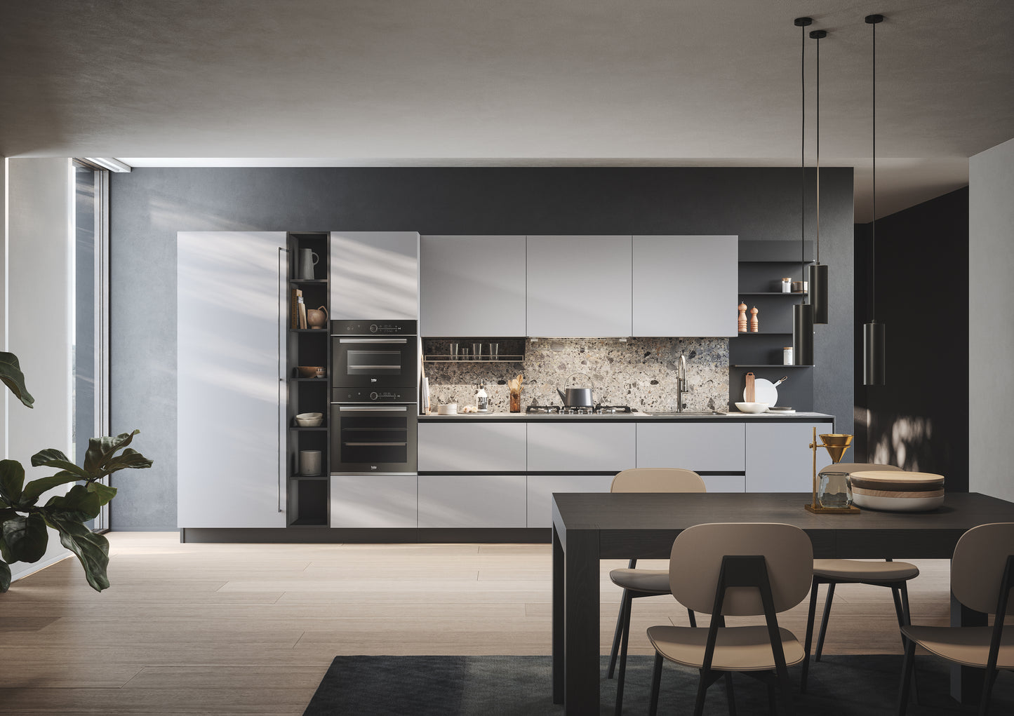 DOMINO 09 - Cucina lineare duratura con boiserie