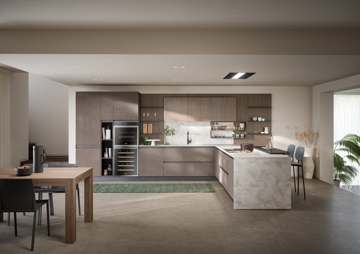 HERA 05 - Cucina moderna con penisola, ideale per open space