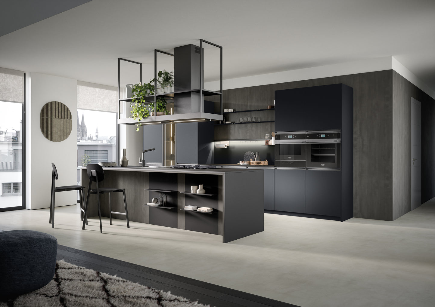HERA 06 - Moderna cucina a isola affacciata sul living