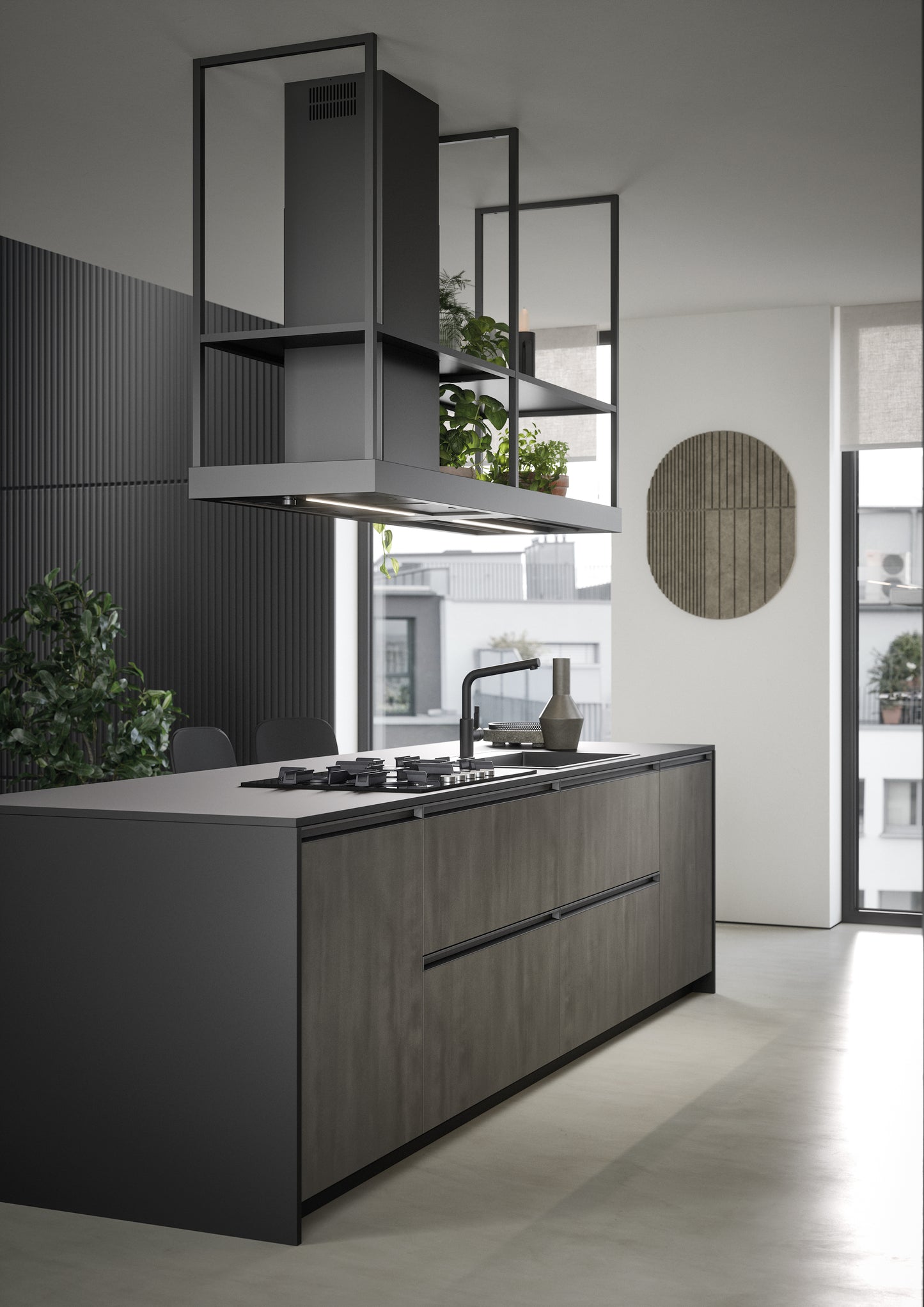 HERA 06 - Moderna cucina a isola affacciata sul living