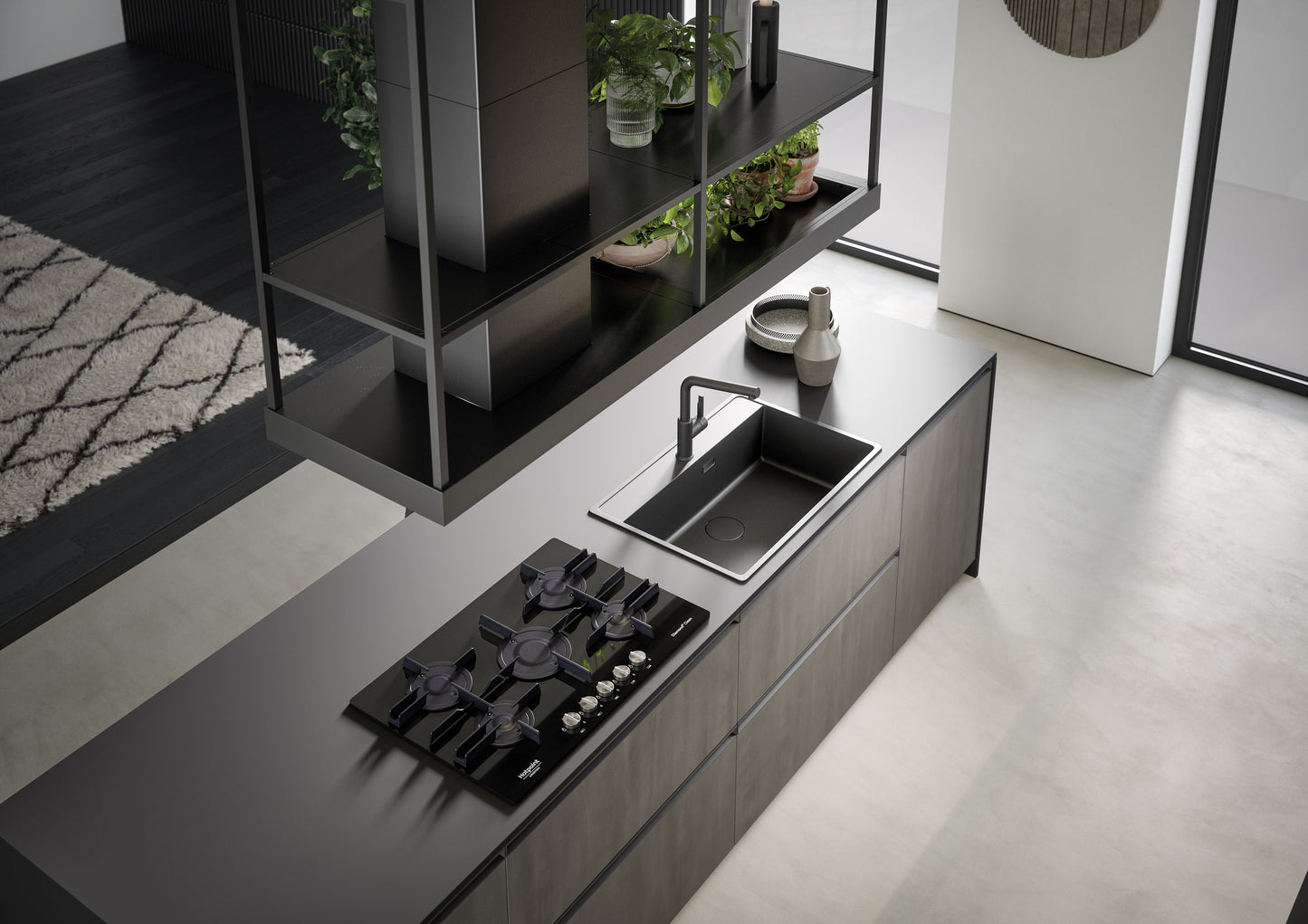 HERA 06 - Moderna cucina a isola affacciata sul living