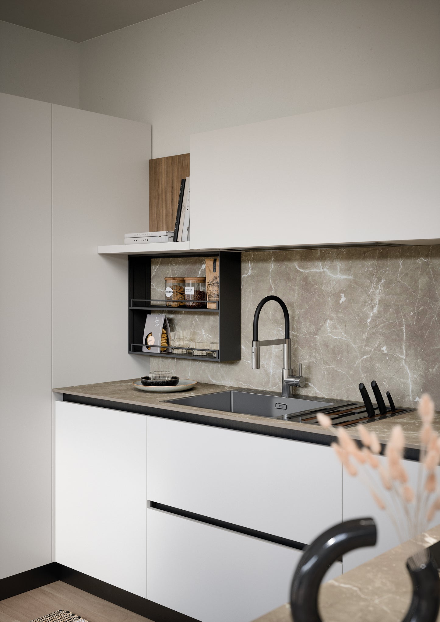LUCE 01 - Cucina a “U” e dettagli in legno