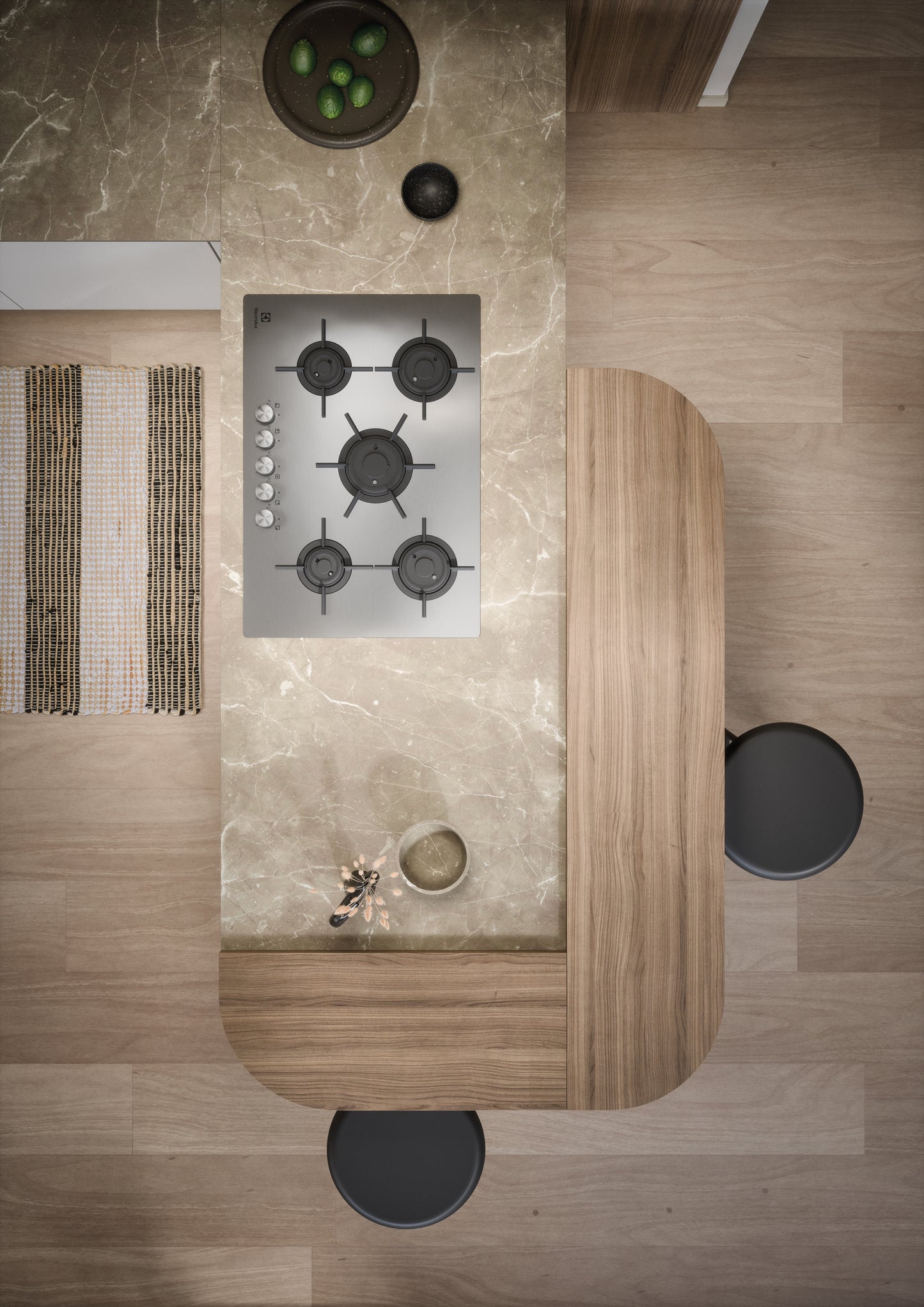 LUCE 01 - Cucina a “U” e dettagli in legno