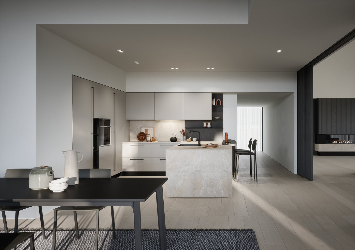 LUCE 04 - Cucina moderna laccata opaca chiara