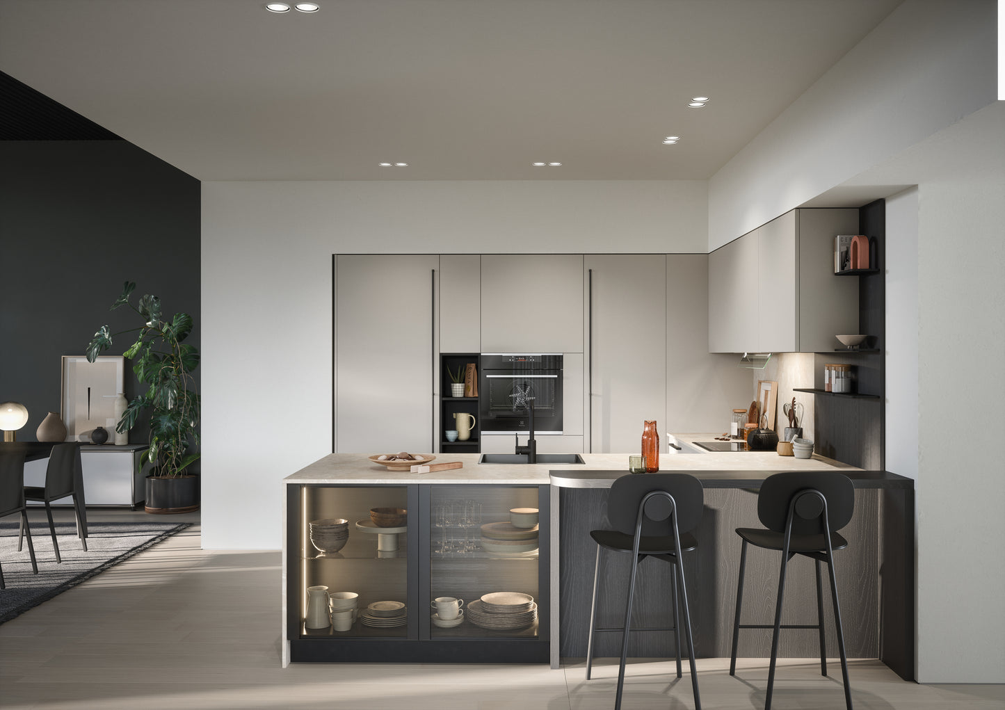 LUCE 04 - Cucina moderna laccata opaca chiara
