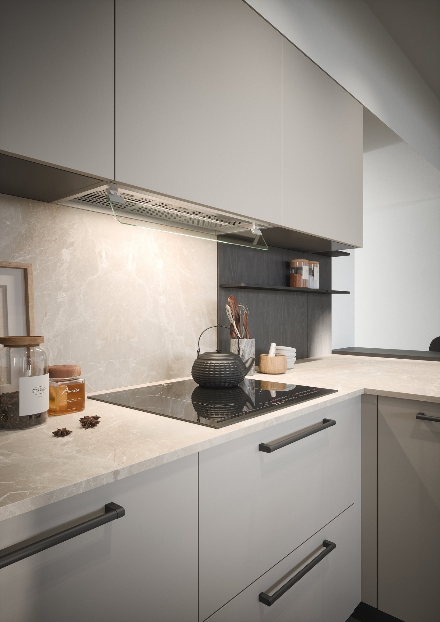LUCE 04 - Cucina moderna laccata opaca chiara