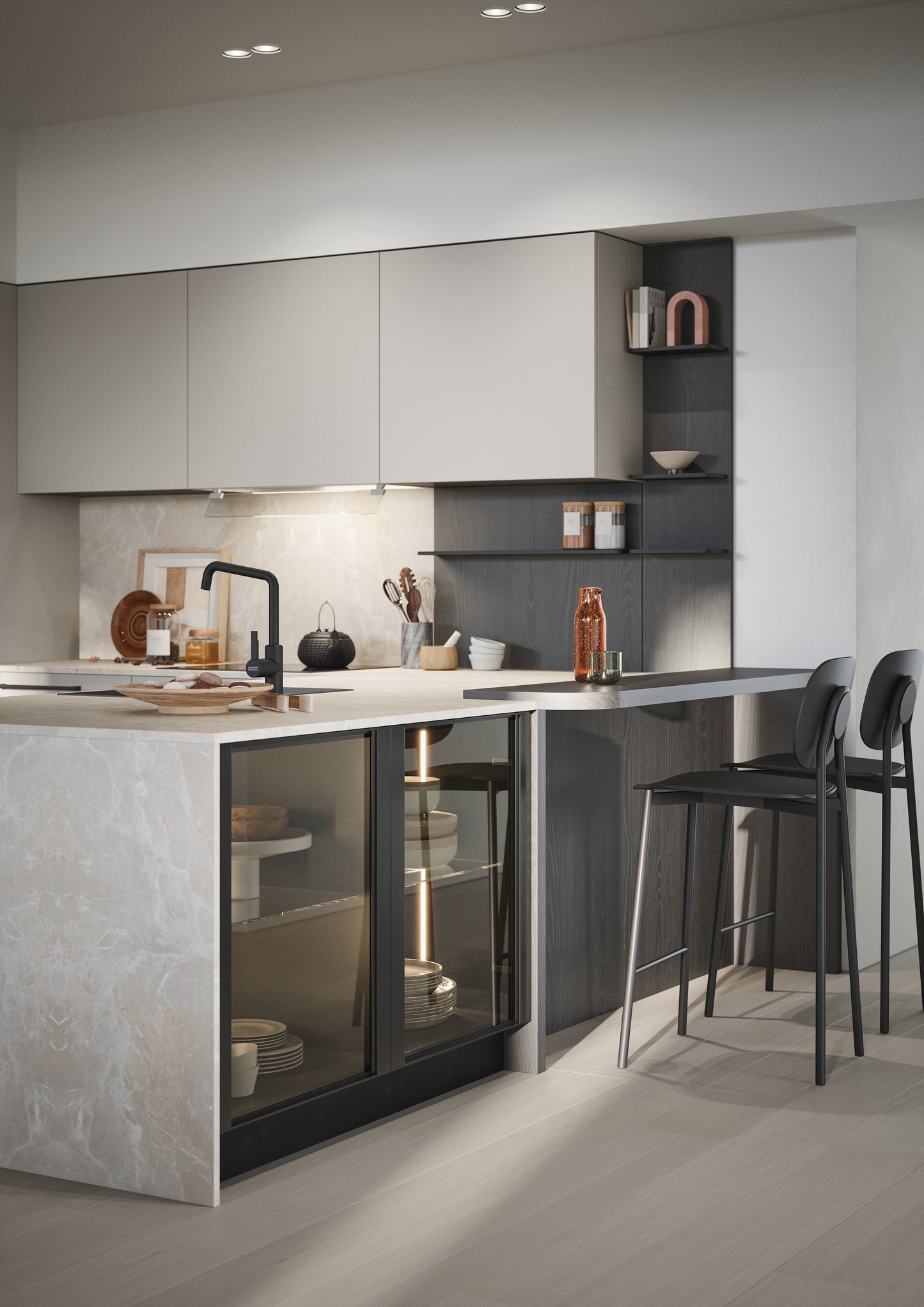 LUCE 04 - Cucina moderna laccata opaca chiara