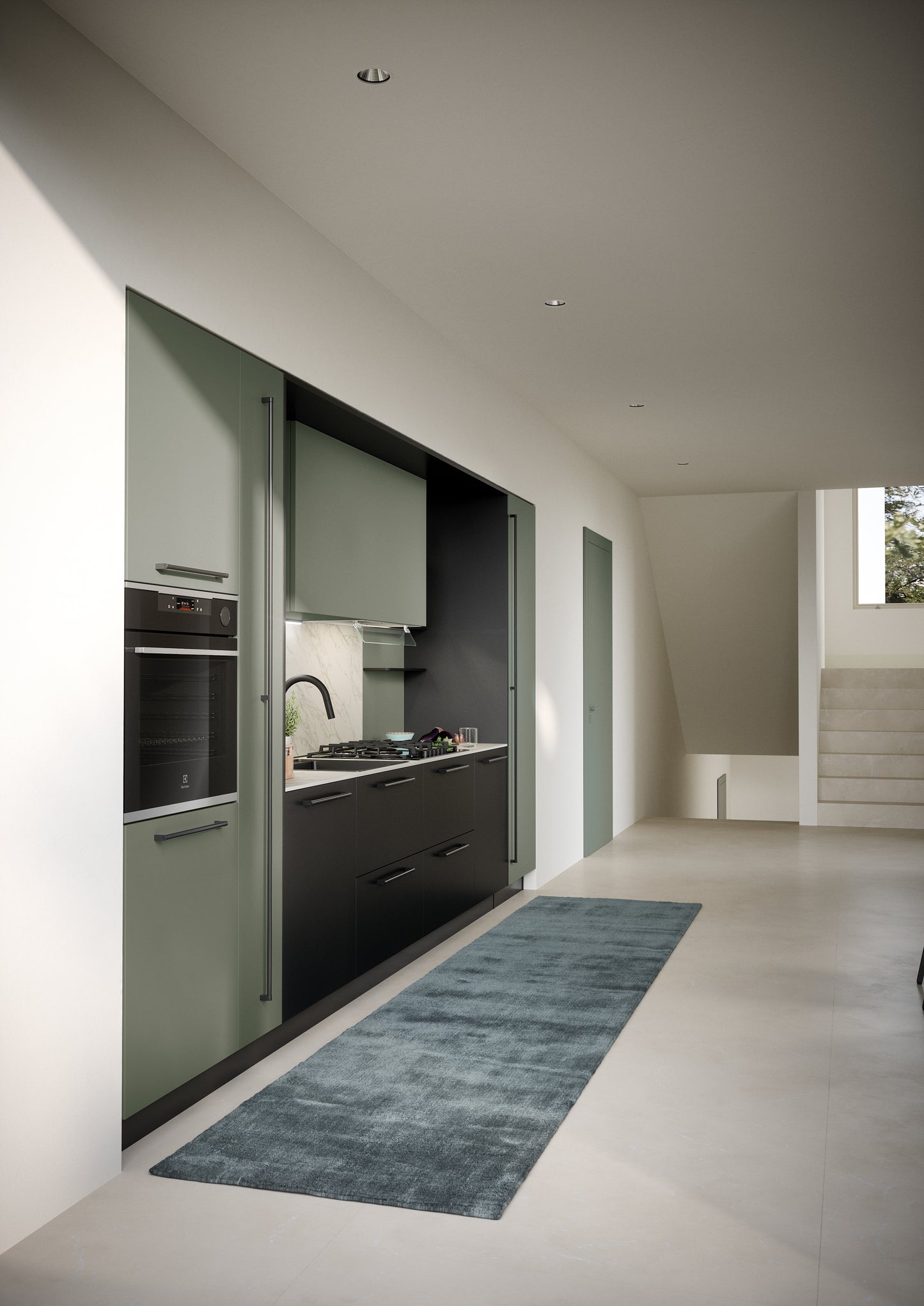 LUCE 02 - Cucina lineare laccata opaca colorata