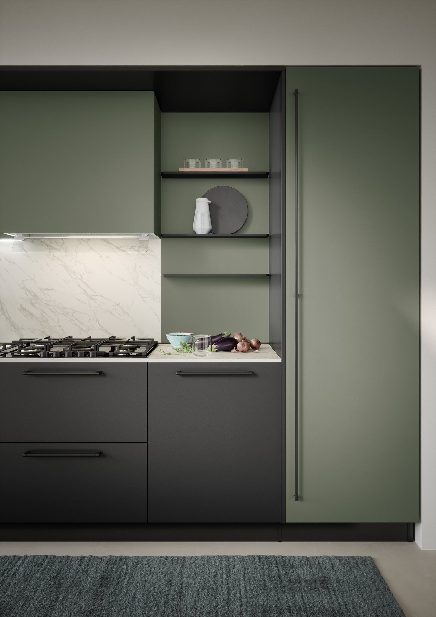 LUCE 02 - Cucina lineare laccata opaca colorata