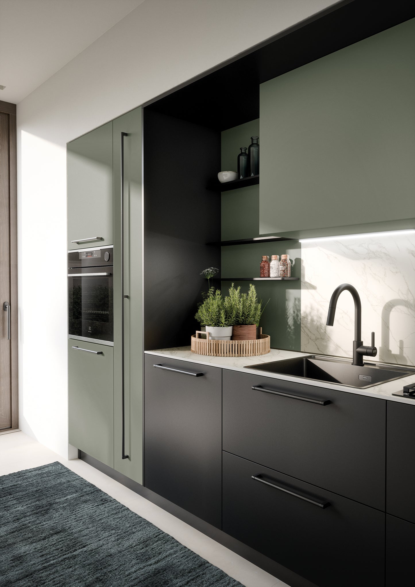LUCE 02 - Cucina lineare laccata opaca colorata