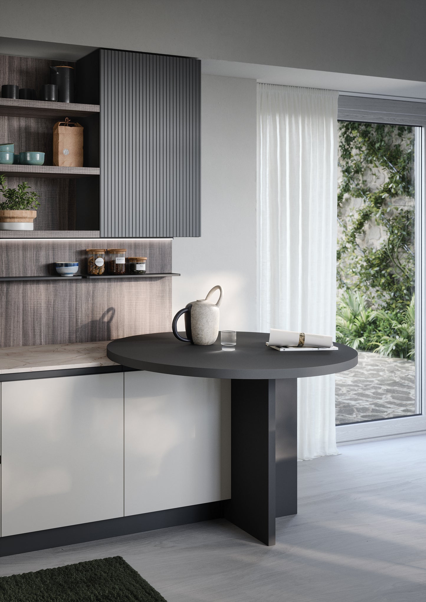ZOE 03 - Cucina angolare raffinata con finiture in PET