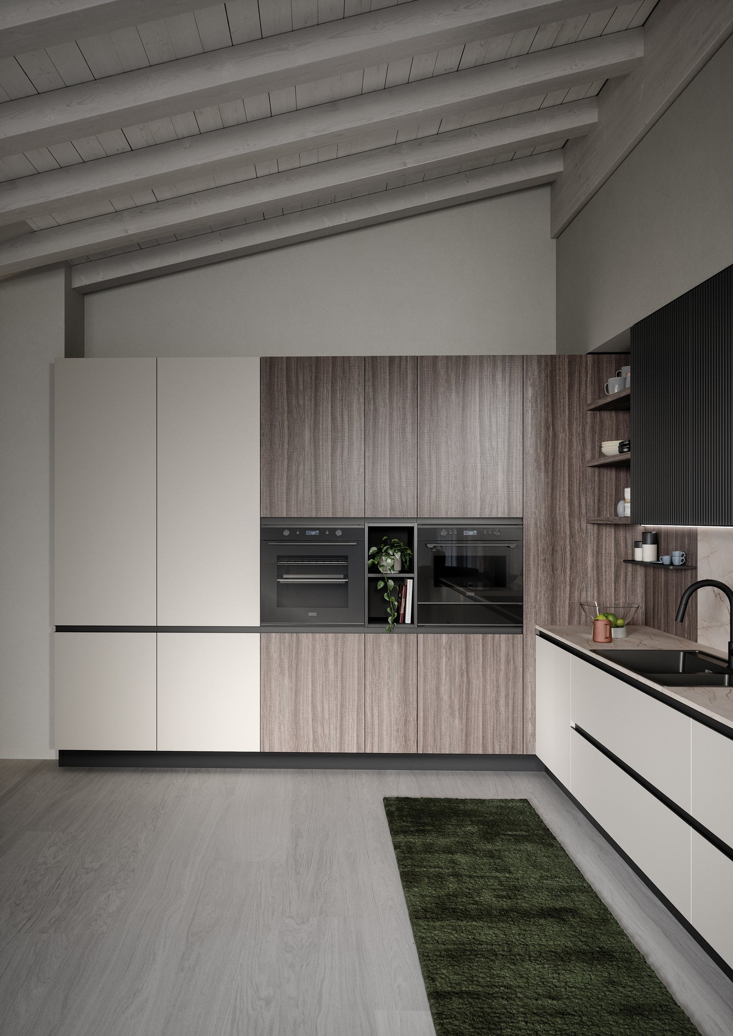 ZOE 03 - Cucina angolare raffinata con finiture in PET