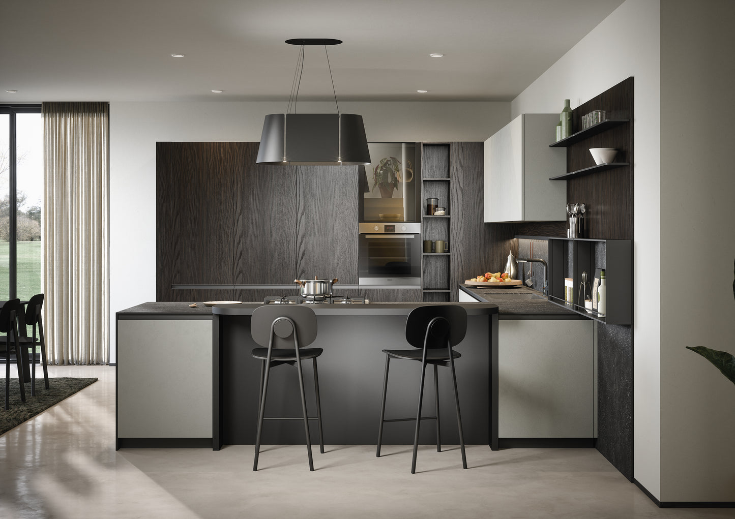 ZOE 04 - Cucina moderna a “U” con piano snack