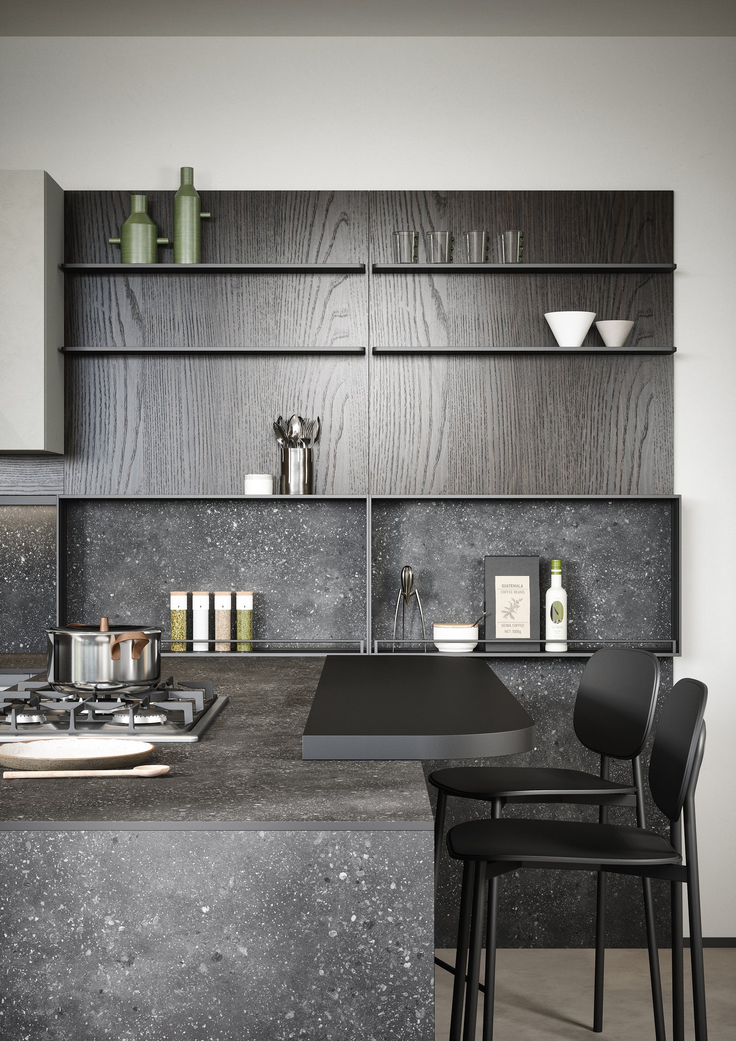 ZOE 04 - Cucina moderna a “U” con piano snack