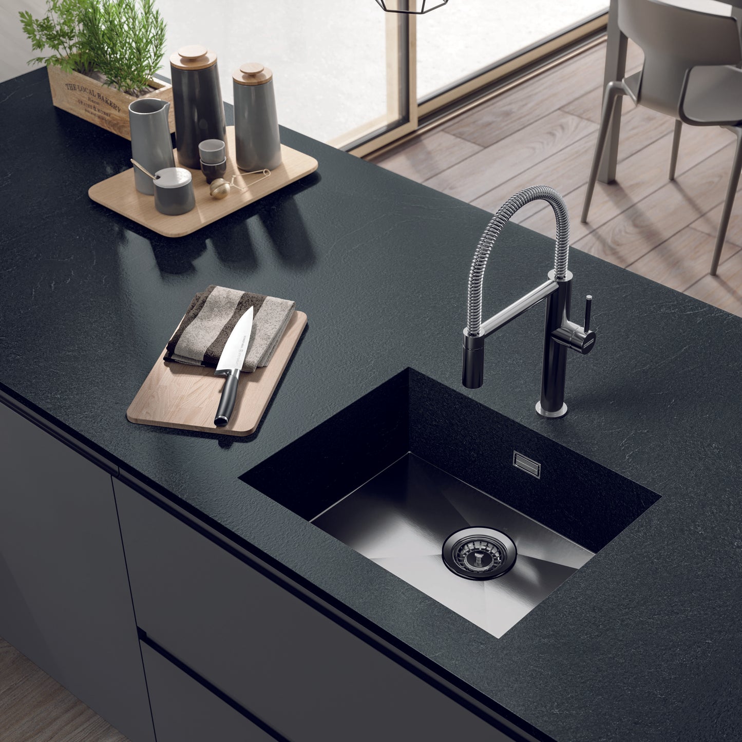 FLY 02 - Cucina minimal ad angolo con penisola