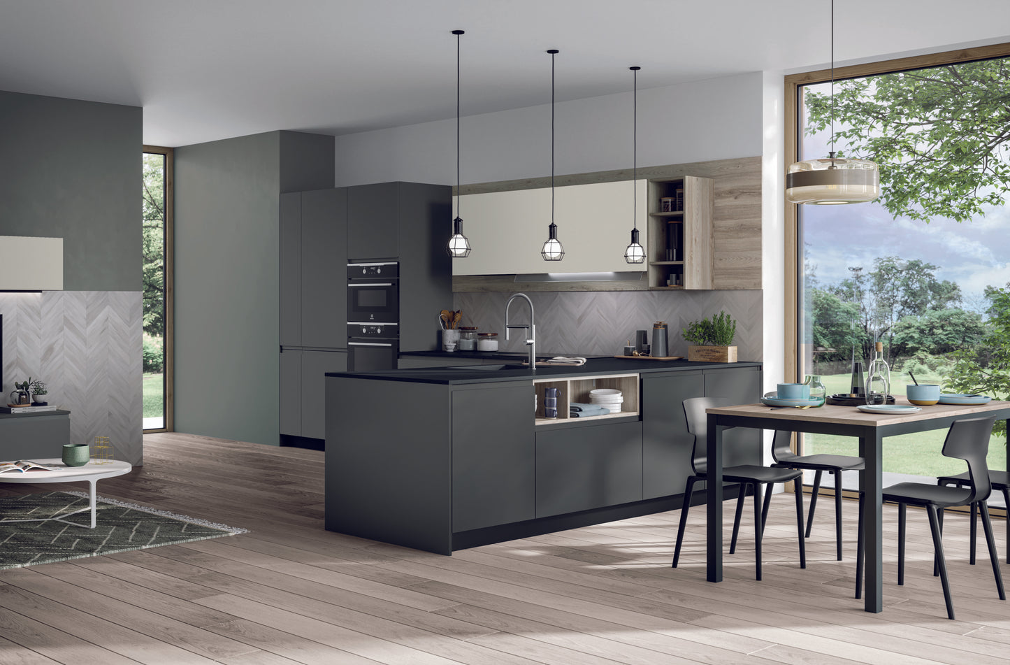 FLY 02 - Cucina minimal ad angolo con penisola