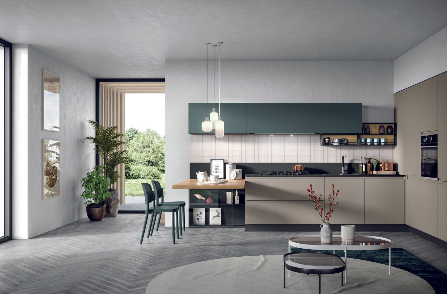 FLY 03 - Cucina minimalista ad angolo con anta liscia