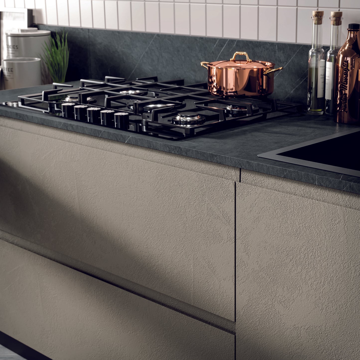 FLY 03 - Cucina minimalista ad angolo con anta liscia