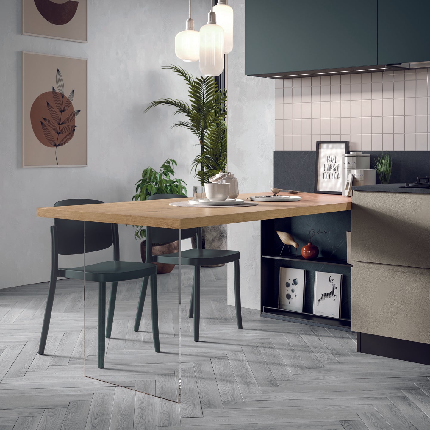 FLY 03 - Cucina minimalista ad angolo con anta liscia
