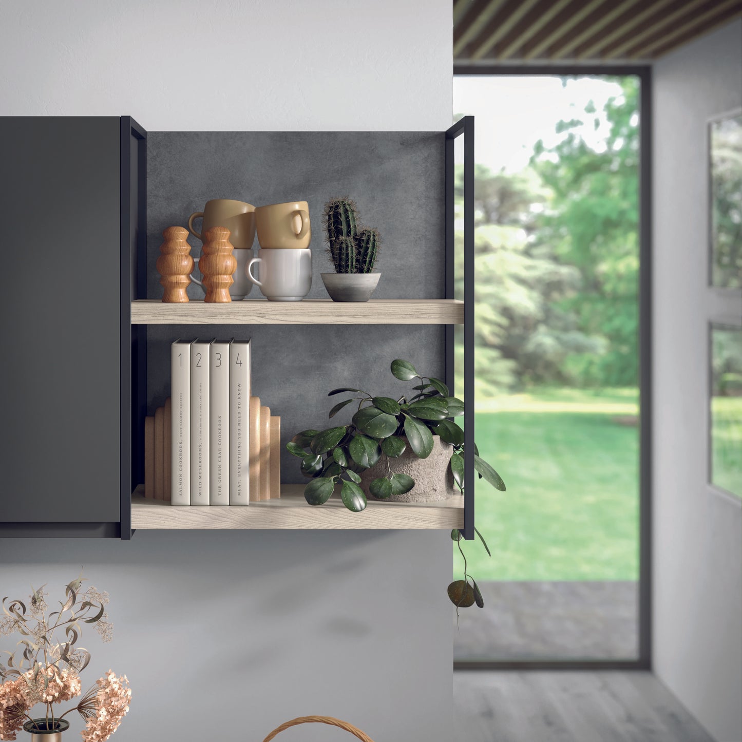 FLY 04 - Cucina lineare minimalista con piano snack