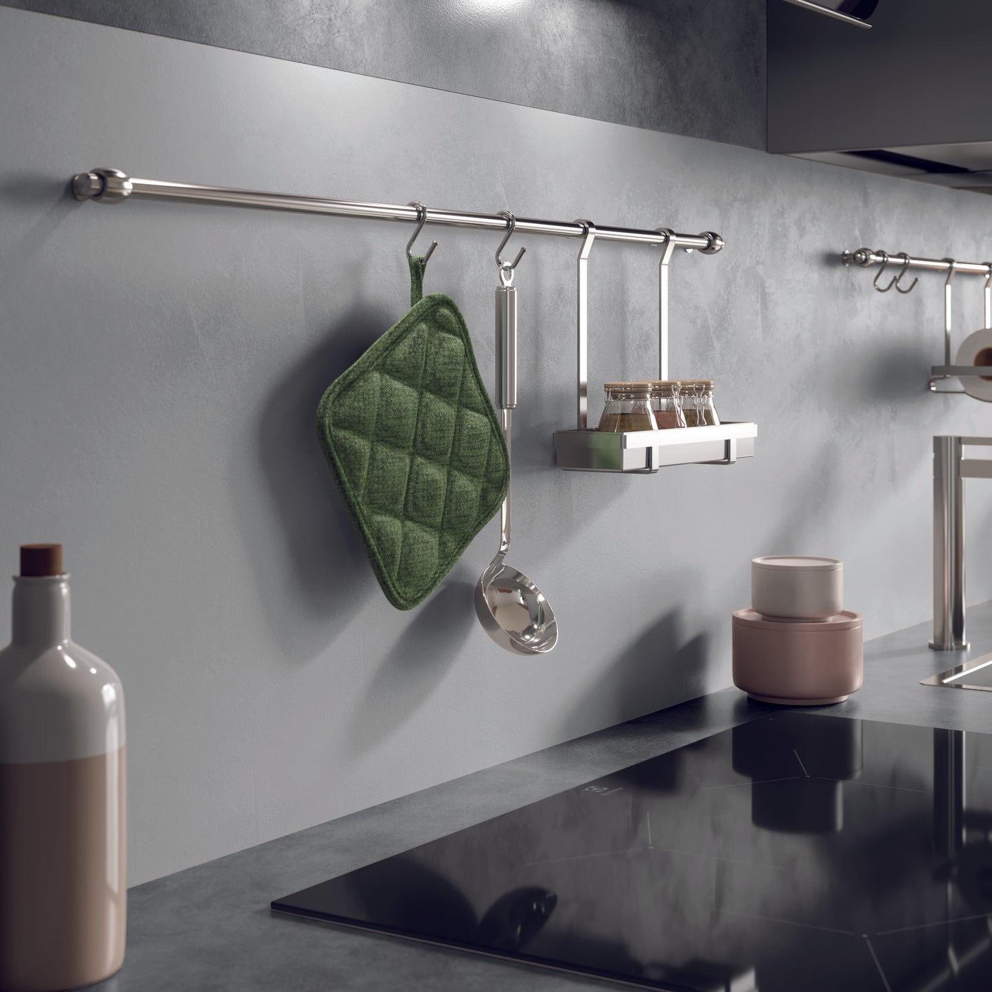 FLY 04 - Cucina lineare minimalista con piano snack