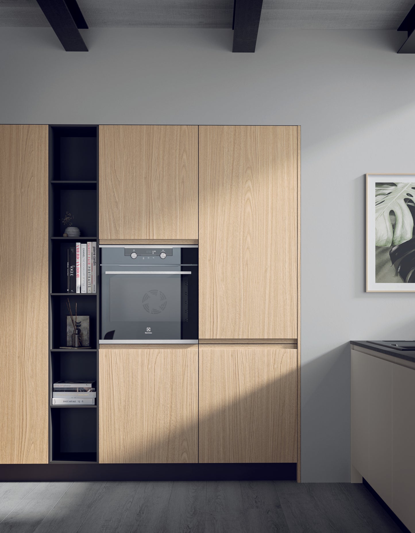 FLY 04 - Cucina lineare minimalista con piano snack