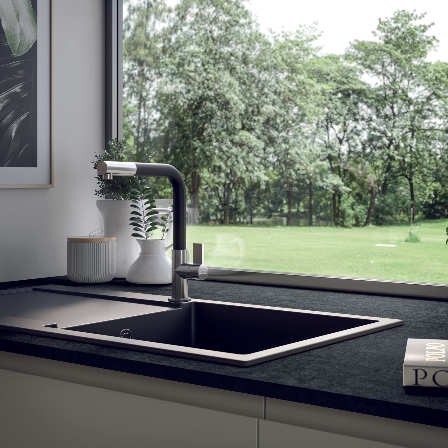 FLY 04 - Cucina lineare minimalista con piano snack