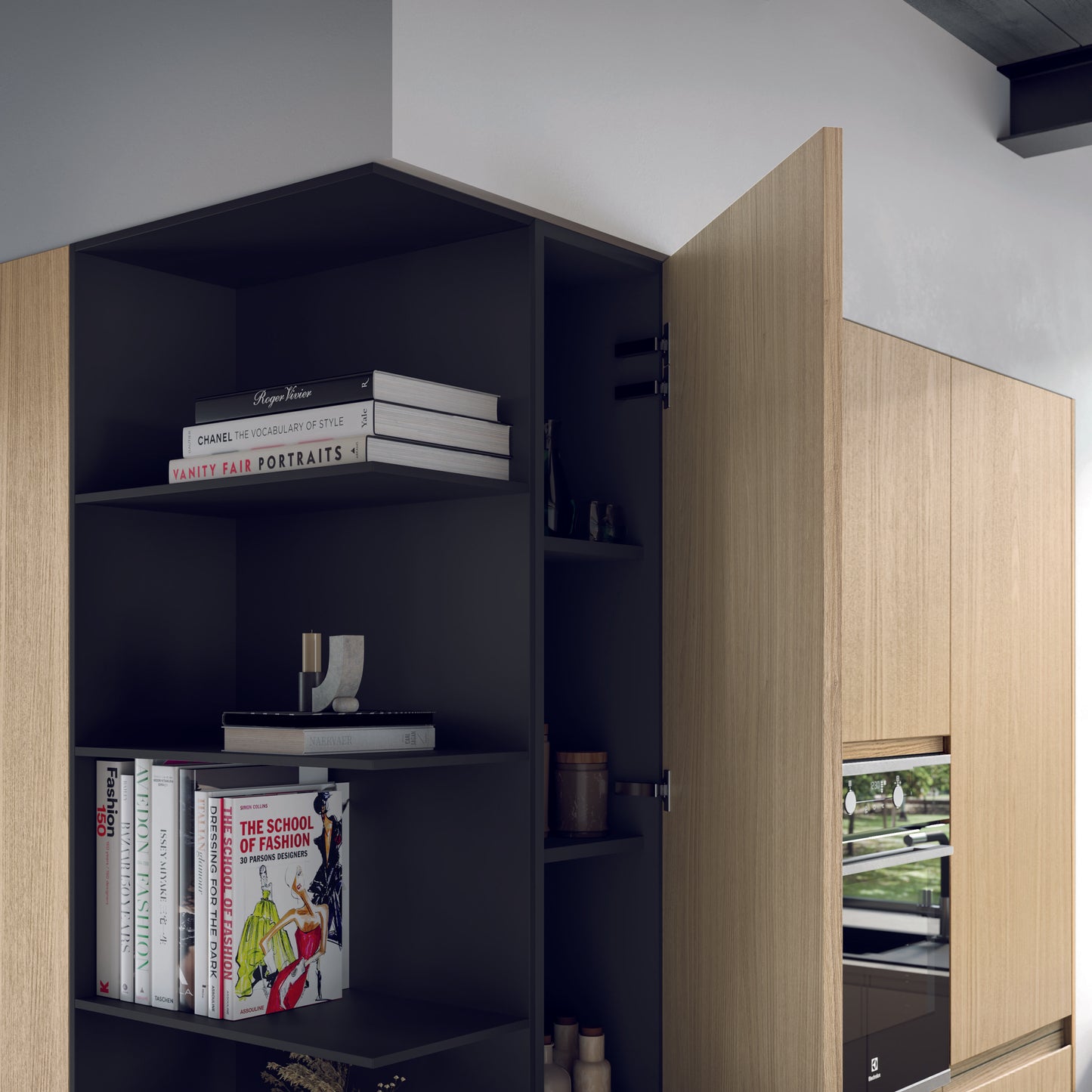 FLY 04 - Cucina lineare minimalista con piano snack