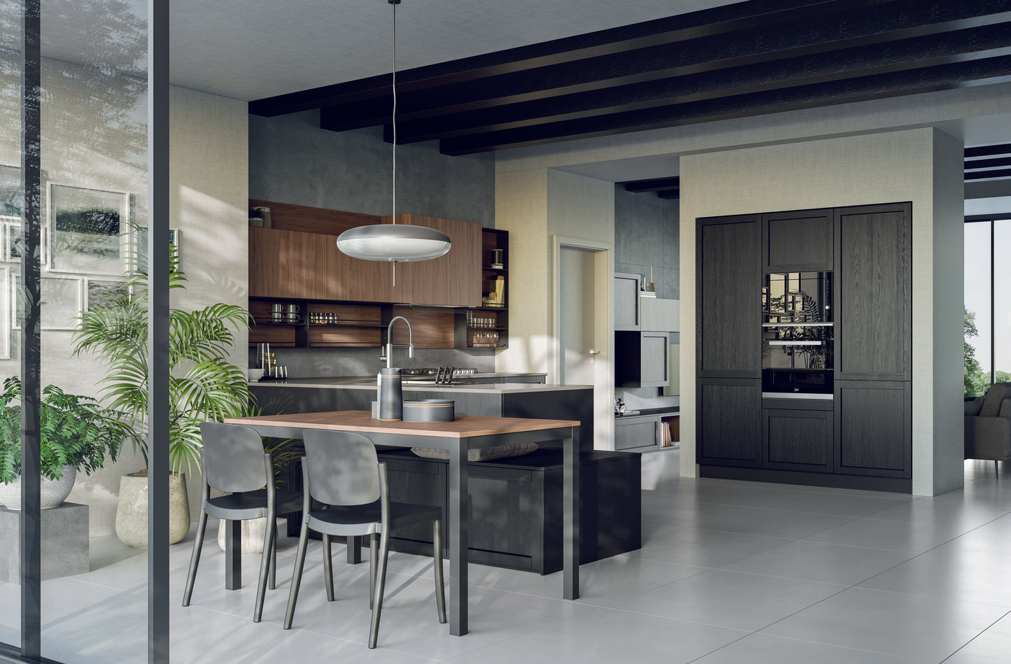 NOAH 02 - Cucina moderna con penisola in stile industriale