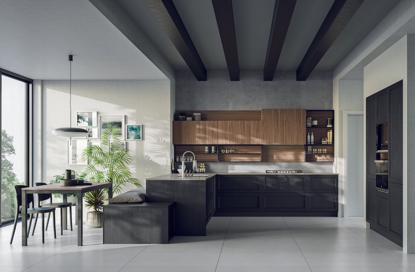 NOAH 02 - Cucina moderna con penisola in stile industriale