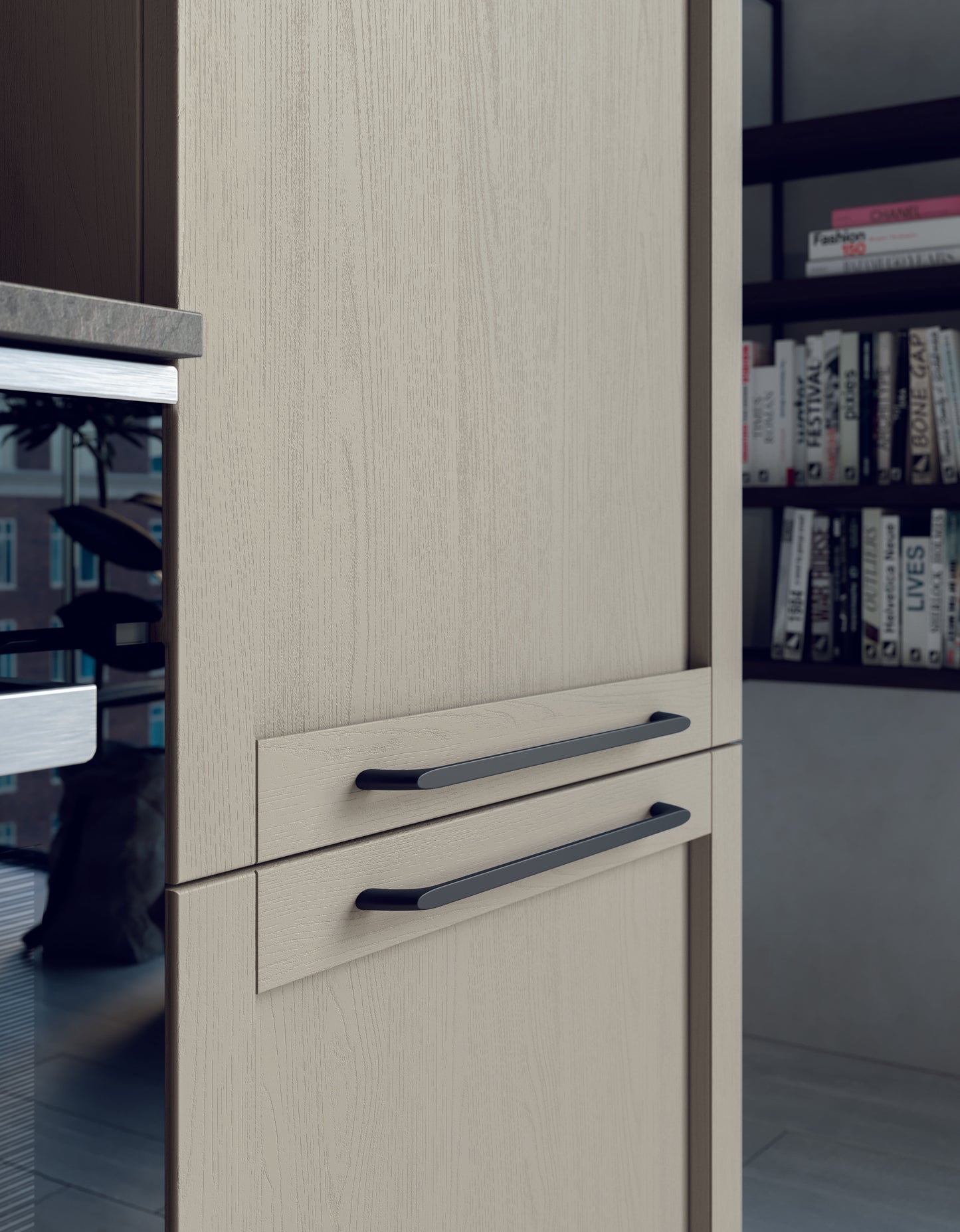 NOAH 04 - Cucina moderna con ante a telaio in stile industrial