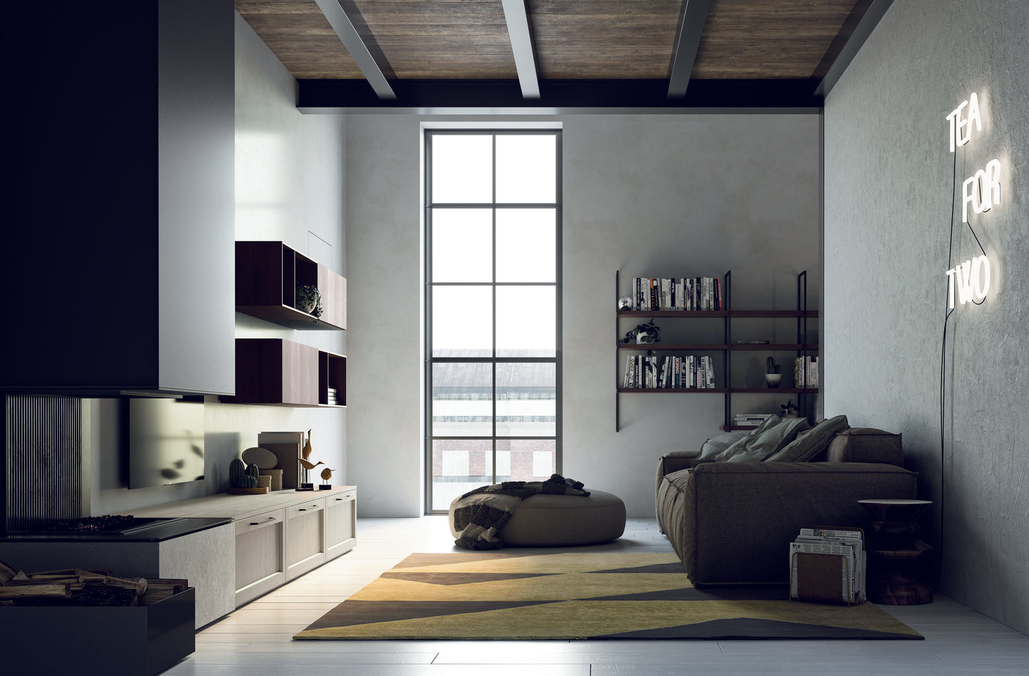 NOAH 04 - Cucina moderna con ante a telaio in stile industrial