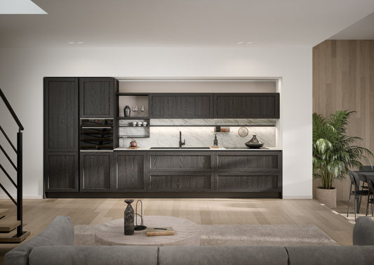 CLIO 04 - Cucina lineare contemporanea con finiture rovere