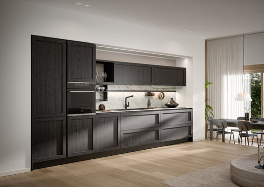 CLIO 04 - Cucina lineare contemporanea con finiture rovere