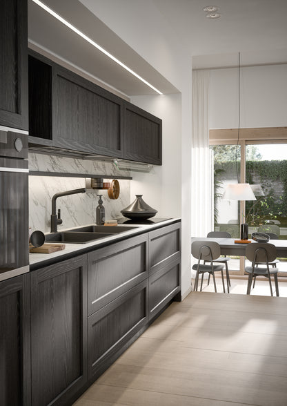 CLIO 04 - Cucina lineare contemporanea con finiture rovere