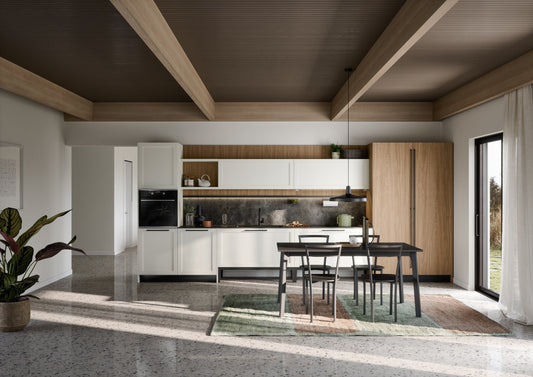 CLIO 05 - Cucina lineare con ante a telaio bianche