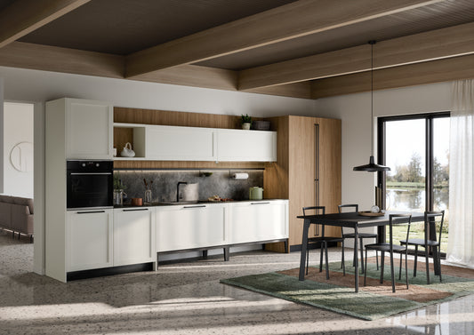 CLIO 05 - Cucina lineare con ante a telaio bianche