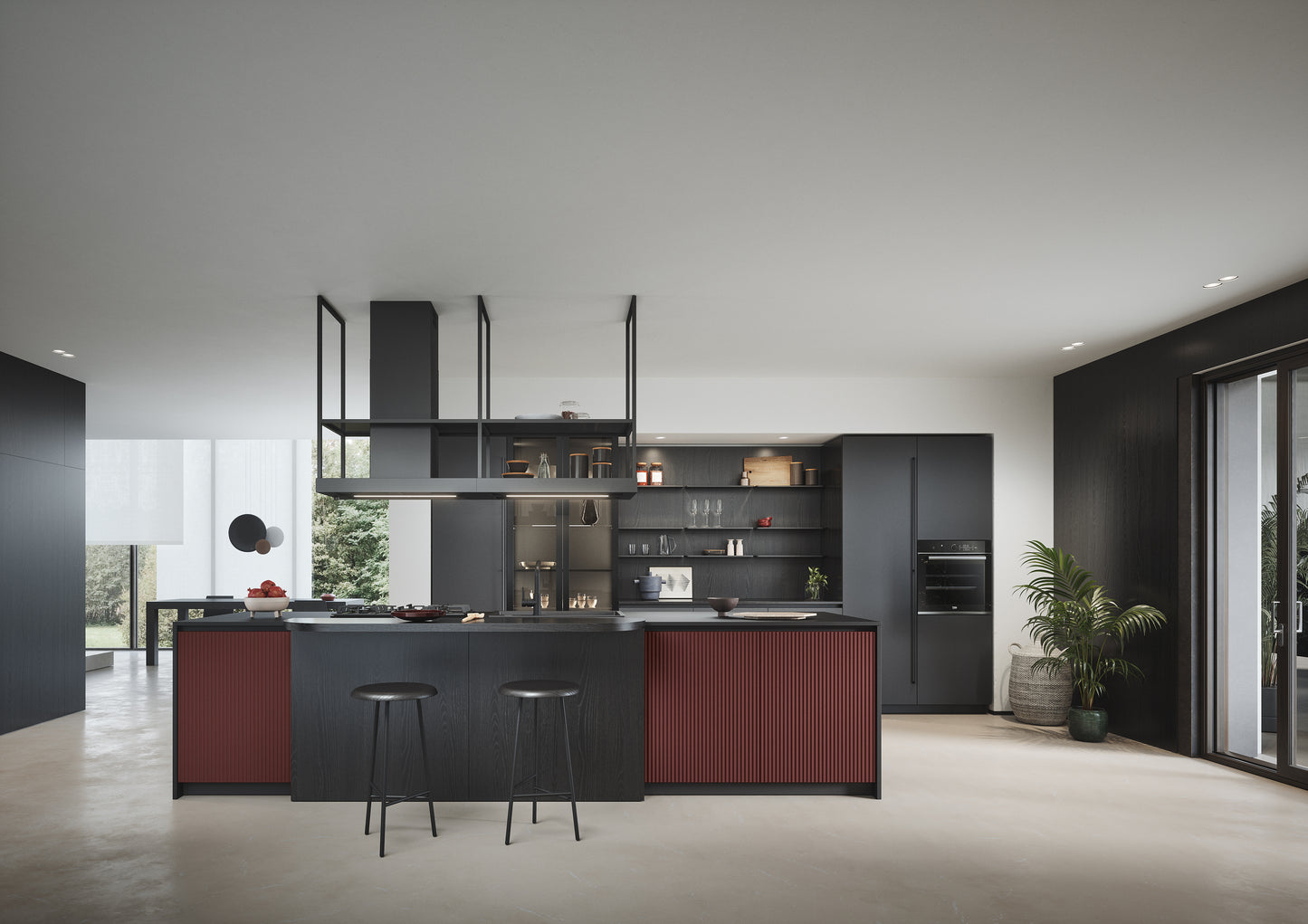 DOMINO 03 - Cucina a isola con ante cannettate