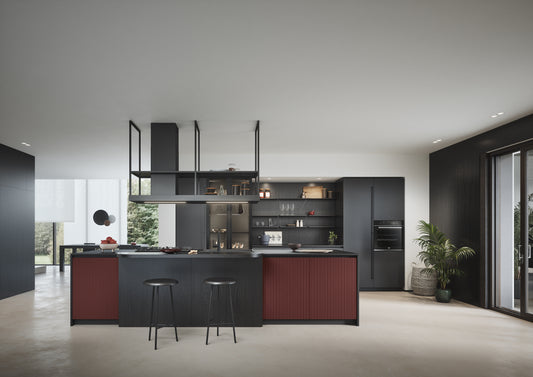DOMINO 03 - Cucina a isola con ante cannettate